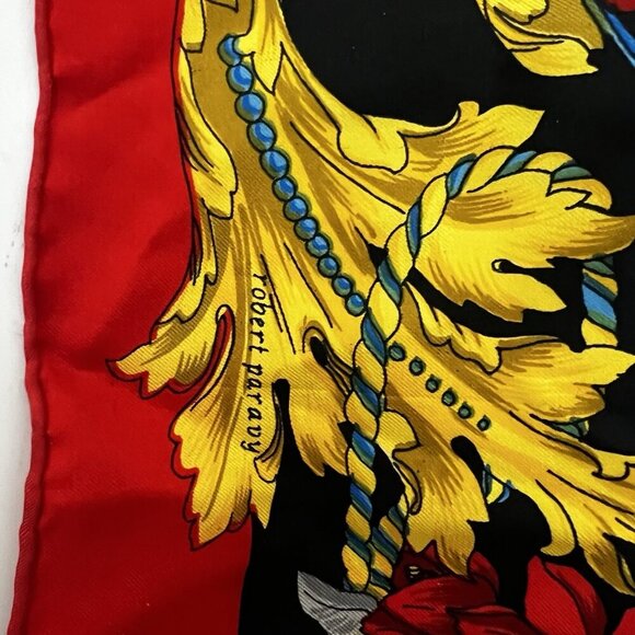 D'Argenlieu Paris silk scarf vibrant design birds butterflies Floral Vintage - Picture 6 of 9